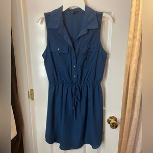 Navy button down shift dress
